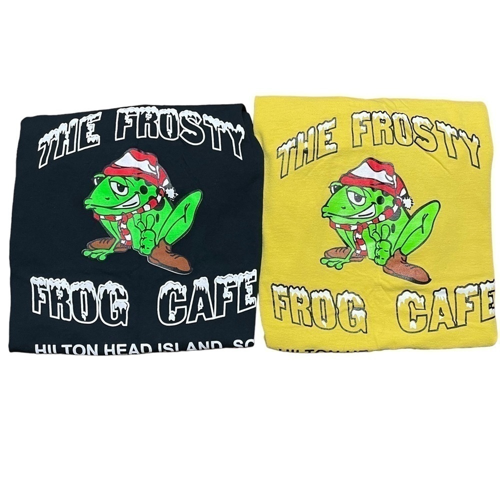 The Frosty Frog Cafe Hilton Head Island T-Shirts Black and Yellow Large
